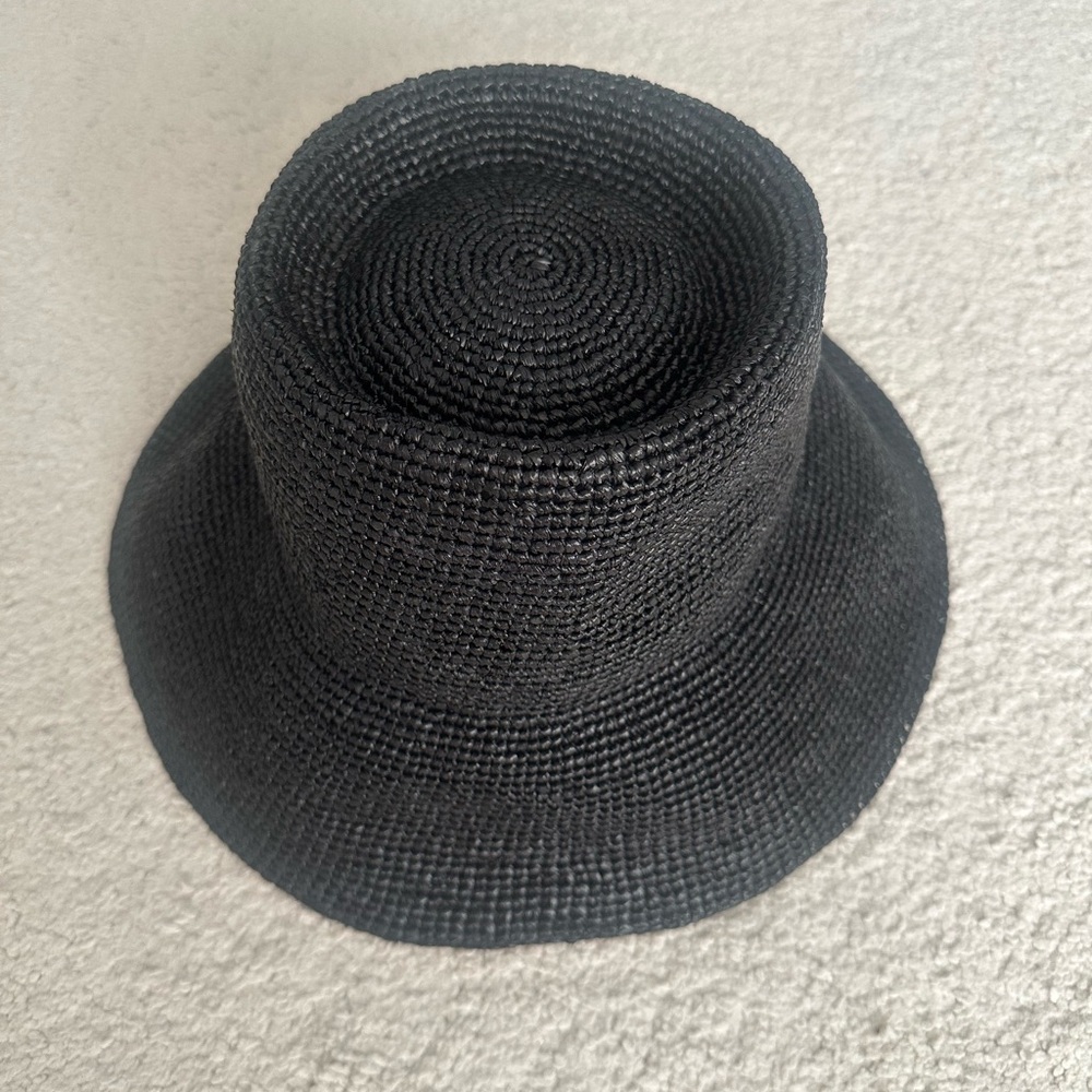 Janessa Leone Felix Bucket Raffia Hat
Size Medium Color Black